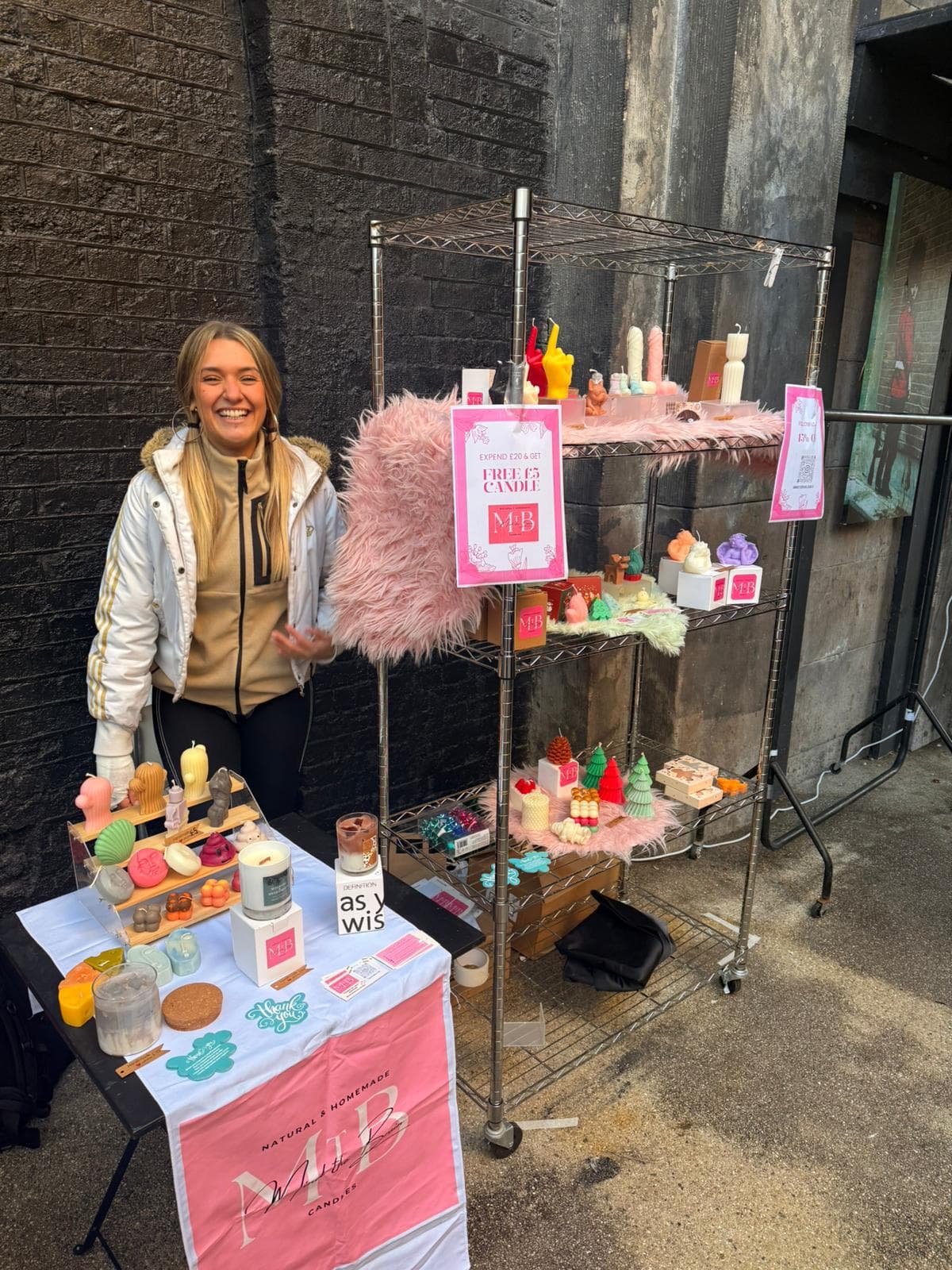 Candle display at a craft fair